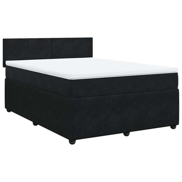 Boxspringbett mit Matratze Schwarz 140x190 cm Samt