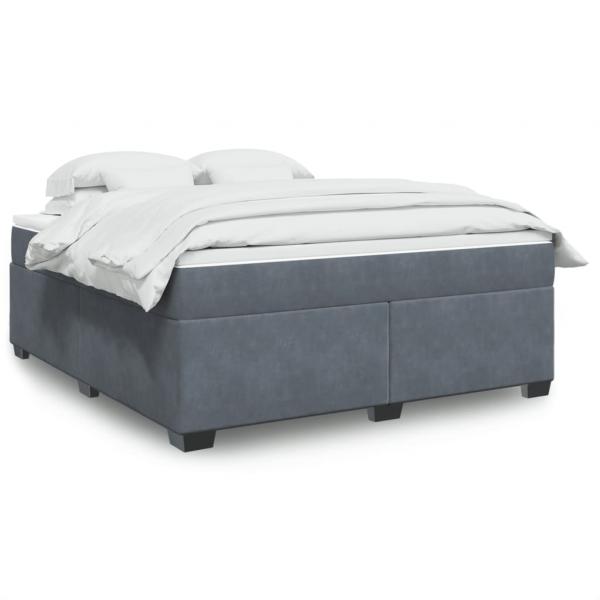 ARDEBO.de - Boxspringbett mit Matratze Dunkelgrau 180x200 cm Samt