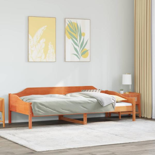 ARDEBO.de - Massivholzbett ohne Matratze Wachsbraun 90x190 cm Kiefernholz