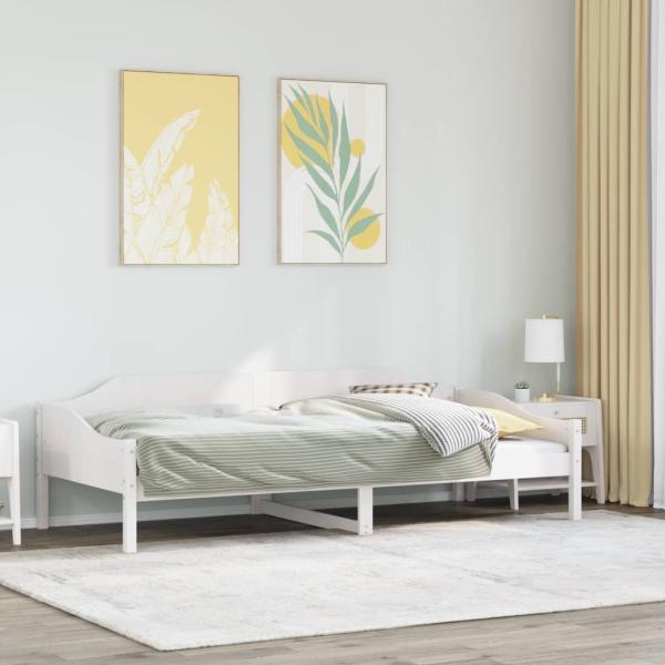 ARDEBO.de - Massivholzbett ohne Matratze Weiß 80x200 cm Kiefernholz