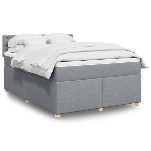 ARDEBO.de - Boxspringbett mit Matratze Hellgrau 140x200 cm Stoff