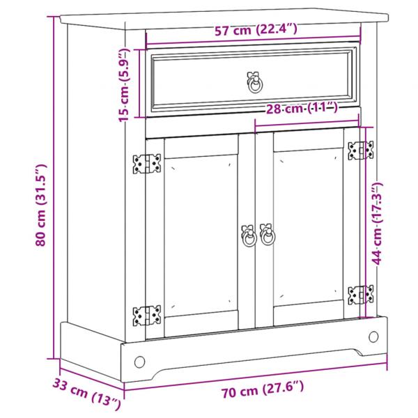 Badschrank Corona 70x33x80 cm Massivholz Kiefer