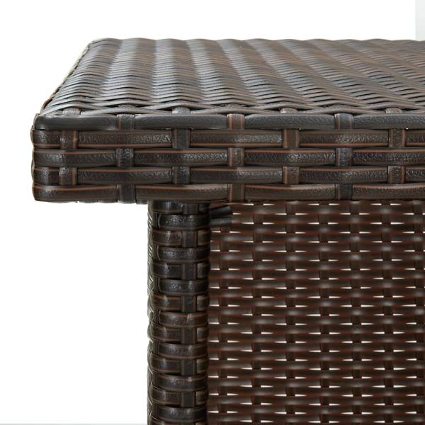 ARDEBO.de - 3-tlg. Gartenbar-Set mit Kissen Braun Poly Rattan