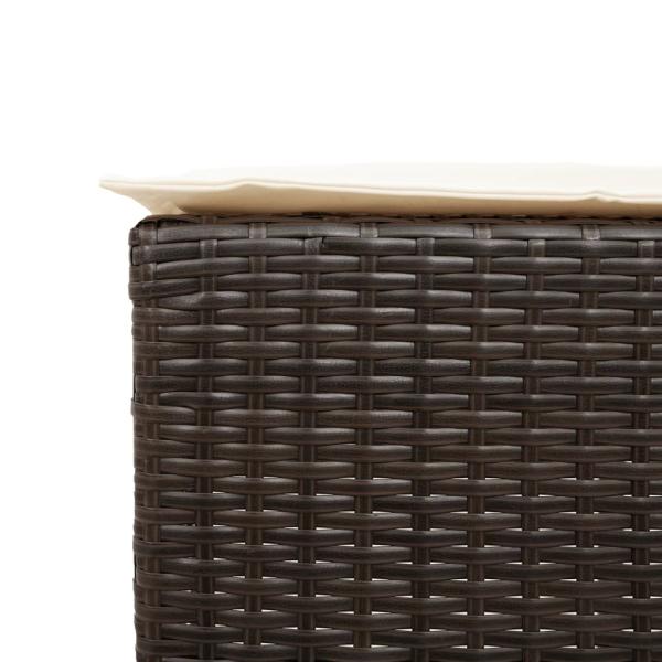 ARDEBO.de - 3-tlg. Gartenbar-Set mit Kissen Braun Poly Rattan