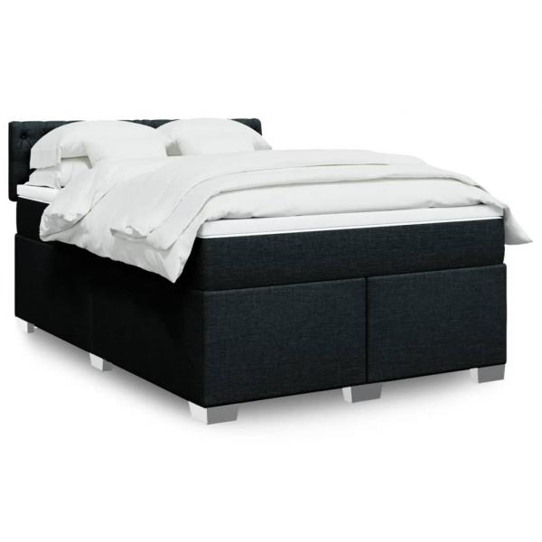 ARDEBO.de - Boxspringbett mit Matratze Schwarz 160x200 cm Stoff