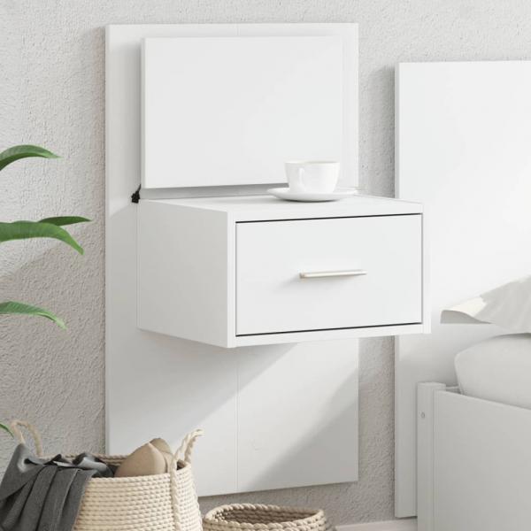 ARDEBO.de - Wand-Nachttisch mit LED-Leuchten Weiß