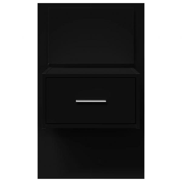 Wand-Nachttische mit LED-Leuchten 2 Stk. Schwarz