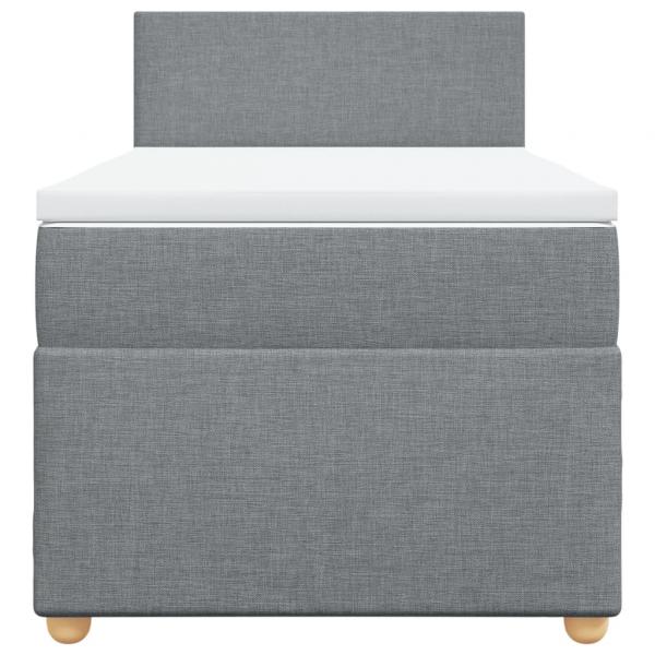 Boxspringbett mit Matratze Hellgrau 80x200 cm Stoff