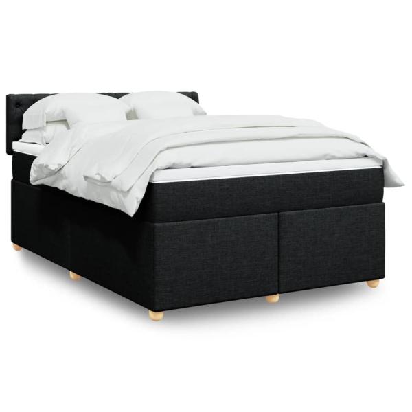 ARDEBO.de - Boxspringbett mit Matratze Schwarz 140x190 cm Stoff