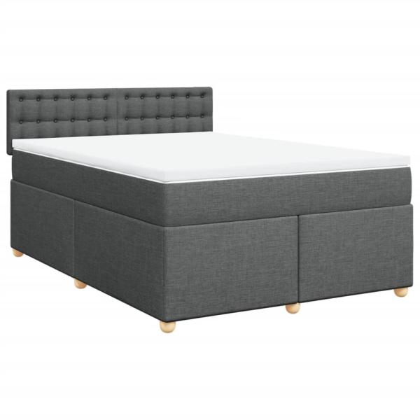 Boxspringbett mit Matratze Dunkelgrau 140x190 cm Stoff