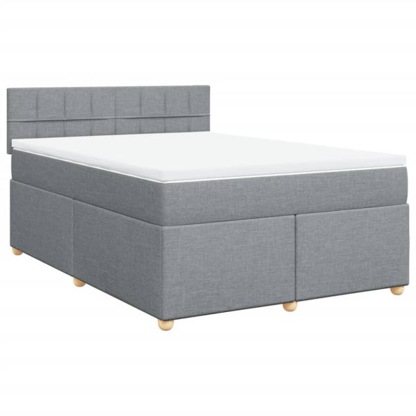 ARDEBO.de - Boxspringbett mit Matratze Hellgrau 140x200 cm Stoff