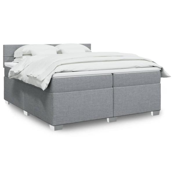 ARDEBO.de - Boxspringbett mit Matratze Hellgrau 200x200 cm Stoff