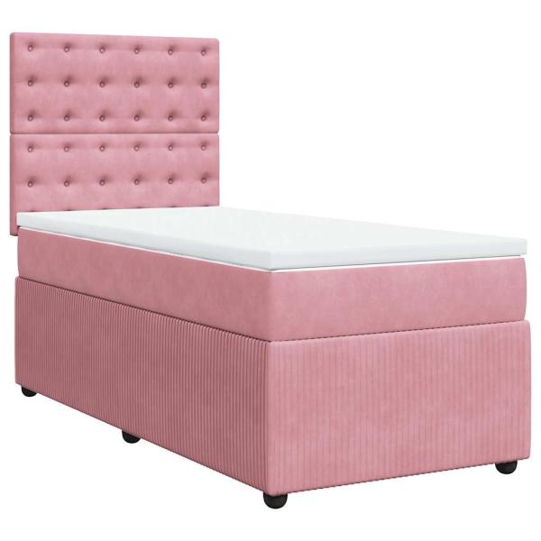 ARDEBO.de - Boxspringbett mit Matratze Rosa 90x200 cm Samt