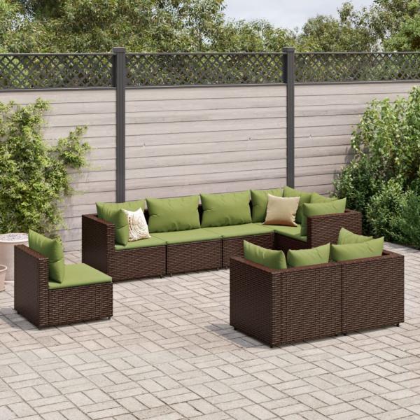 ARDEBO.de - 8-tlg. Garten-Lounge-Set mit Kissen Braun Poly Rattan
