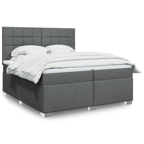 ARDEBO.de - Boxspringbett mit Matratze Dunkelgrau 200x200 cm Stoff