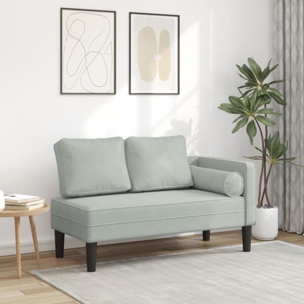 ARDEBO.de - Chaiselongue mit Kissen Hellgrau Samt