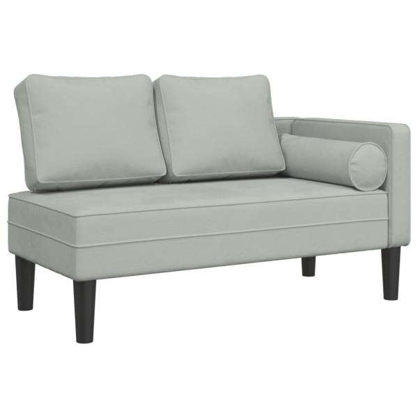 Chaiselongue mit Kissen Hellgrau Samt