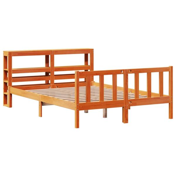 Bettgestell mit Kopfteil ohne Matratze Wachsbraun 140x190 cm