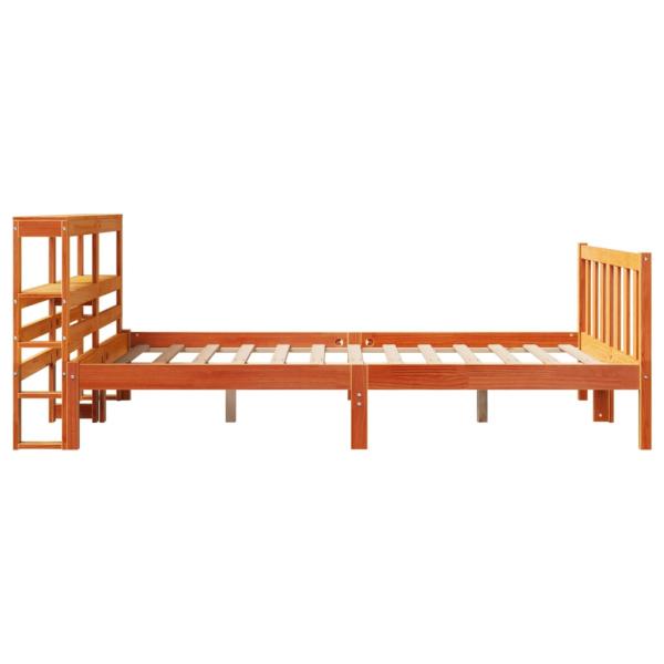 Bettgestell mit Kopfteil ohne Matratze Wachsbraun 140x190 cm