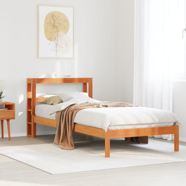 ARDEBO.de - Bettgestell mit Kopfteil ohne Matratze Wachsbraun 90x200 cm
