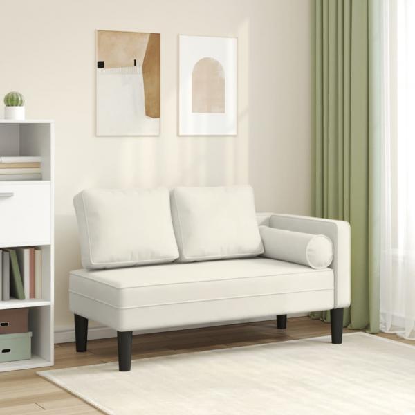 ARDEBO.de - Chaiselongue mit Kissen Creme Samt
