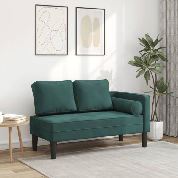 ARDEBO.de - Chaiselongue mit Kissen Dunkelgrün Samt