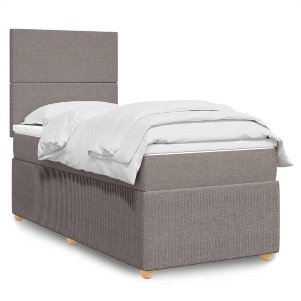 ARDEBO.de - Boxspringbett mit Matratze Taupe 90x190 cm Stoff