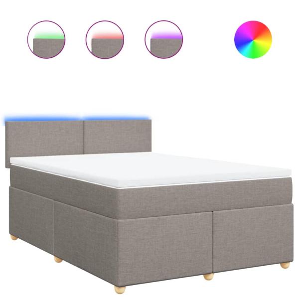 Boxspringbett mit Matratze Taupe 140x190 cm Stoff