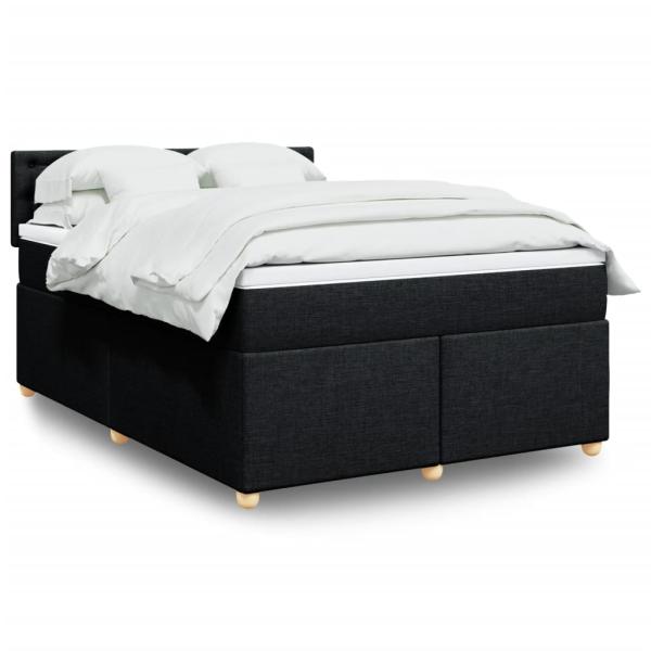 ARDEBO.de - Boxspringbett mit Matratze Schwarz 140x190 cm Stoff