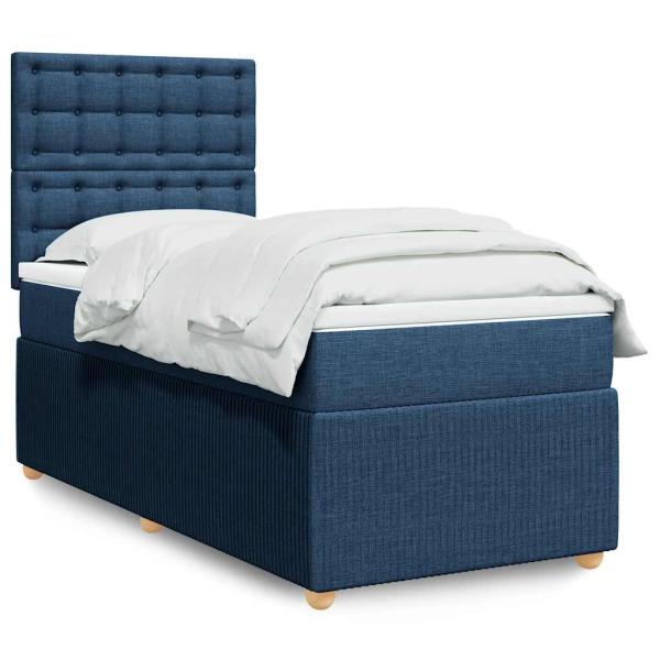 ARDEBO.de - Boxspringbett mit Matratze Blau 90x190 cm Stoff