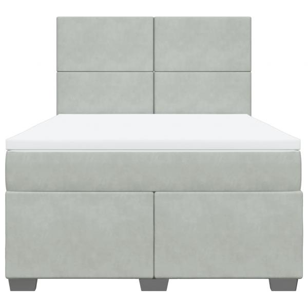 Boxspringbett mit Matratze Hellgrau 140x190 cm Samt