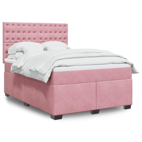 ARDEBO.de - Boxspringbett mit Matratze Rosa 140x190 cm Samt