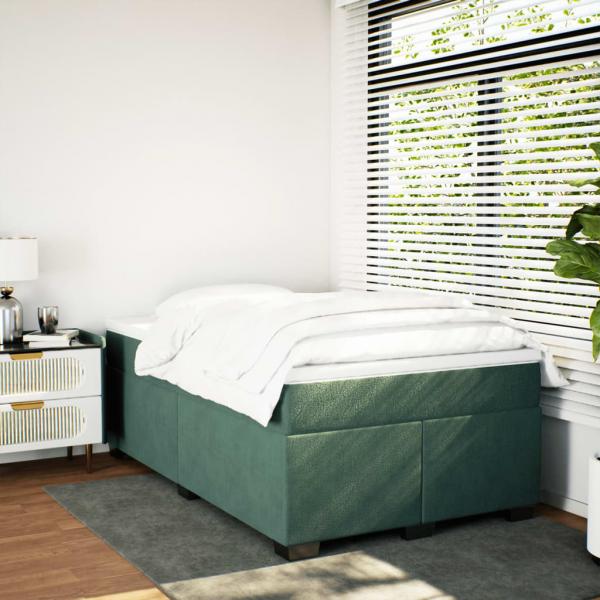 Boxspringbett mit Matratze Dunkelgrün 120x190 cm Samt