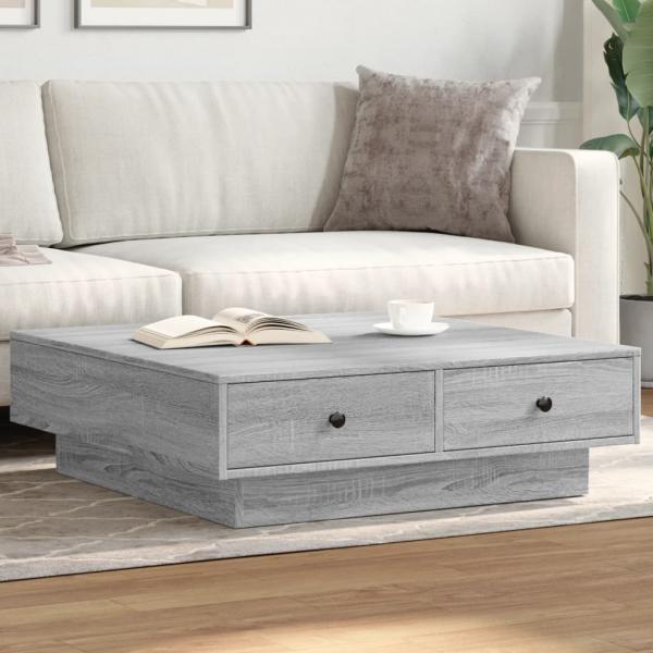 ARDEBO.de - Couchtisch Grau Sonoma 90x90x28 cm Holzwerkstoff