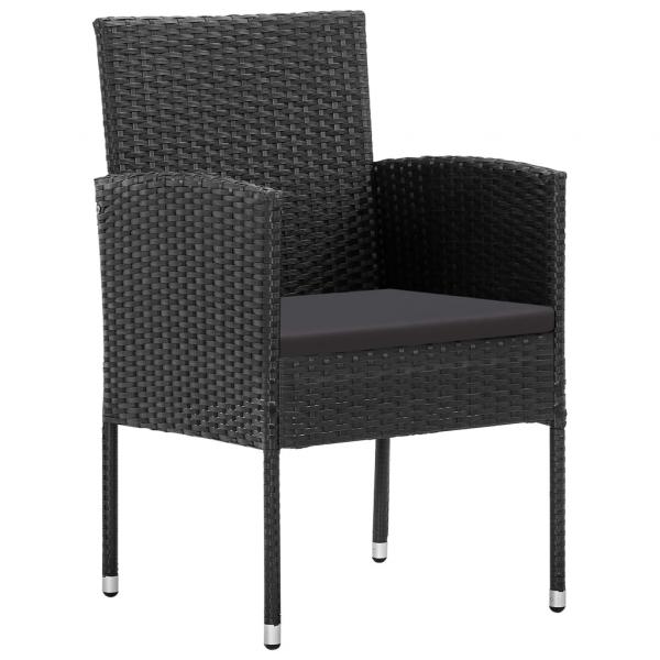 ARDEBO.de - Gartenstühle mit Kissen in Schwarz 2 Stk. Schwarz Poly Rattan