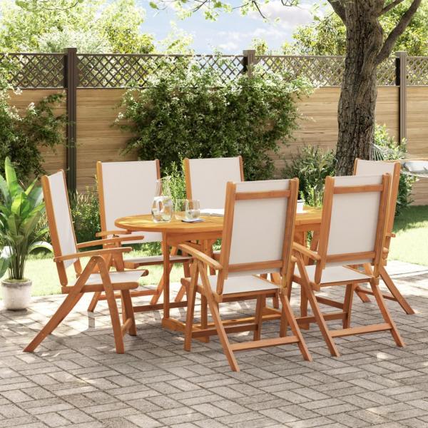 ARDEBO.de - 7-tlg. Garten-Essgruppe Massivholz Akazie und Textilene