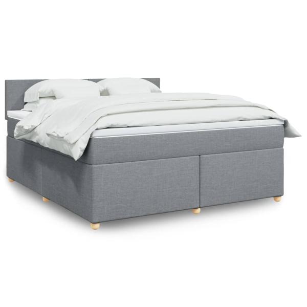 ARDEBO.de - Boxspringbett mit Matratze Hellgrau 180x200 cm Stoff