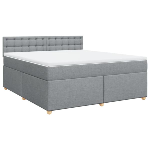 ARDEBO.de - Boxspringbett mit Matratze Hellgrau 180x200 cm Stoff