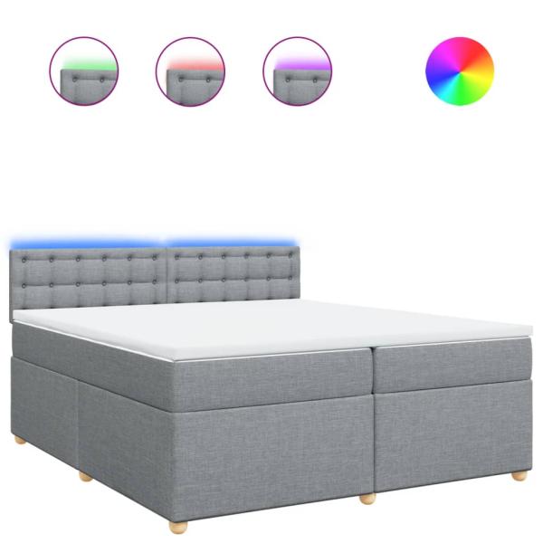 Boxspringbett mit Matratze Hellgrau 200x200 cm Stoff