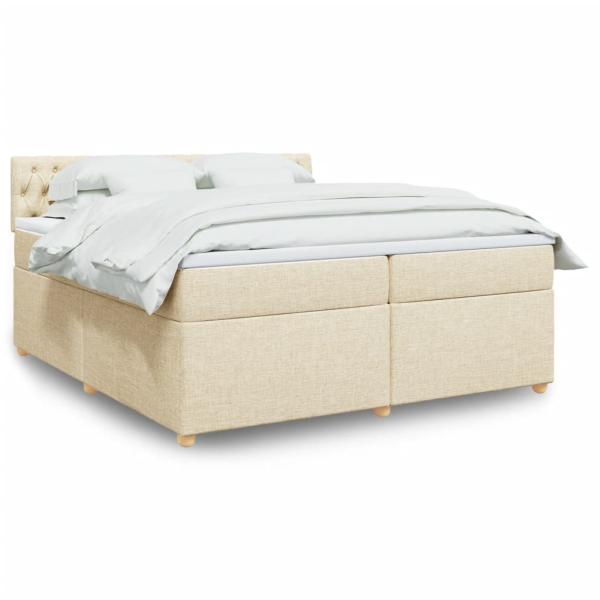 ARDEBO.de - Boxspringbett mit Matratze Creme 200x200 cm Stoff