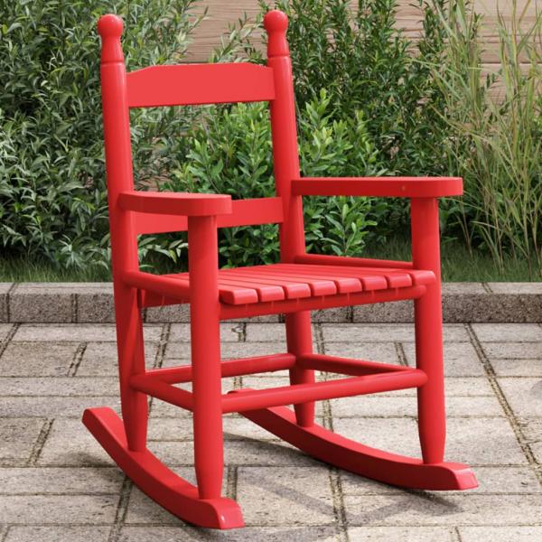 ARDEBO.de - Schaukelstuhl für Kinder Rot Massivholz Pappel