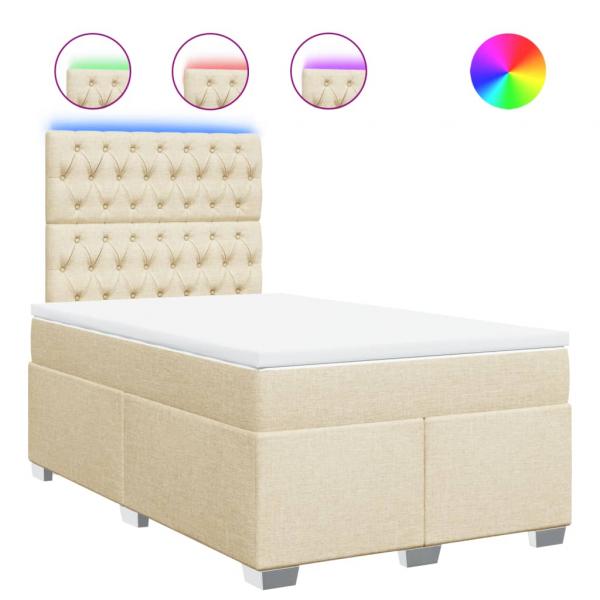 Boxspringbett mit Matratze Creme 120x200 cm Stoff
