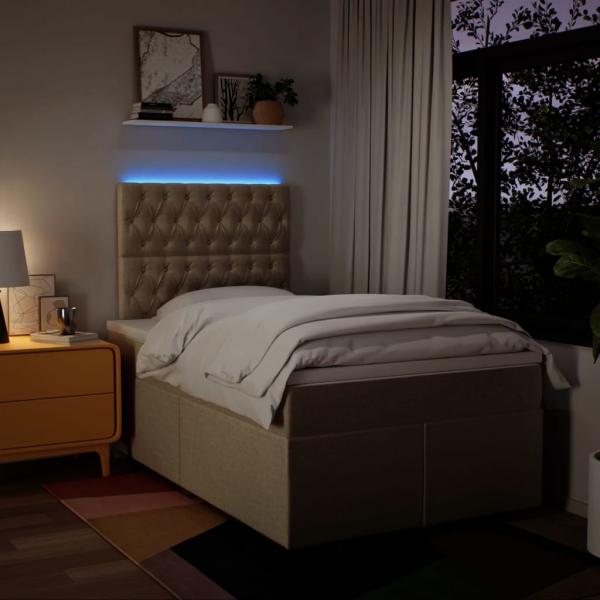 Boxspringbett mit Matratze Creme 120x200 cm Stoff
