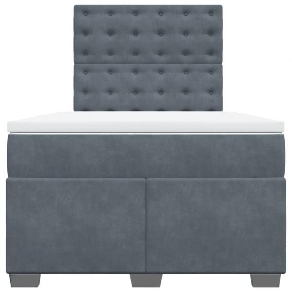 Boxspringbett mit Matratze Dunkelgrau 120x200 cm Samt