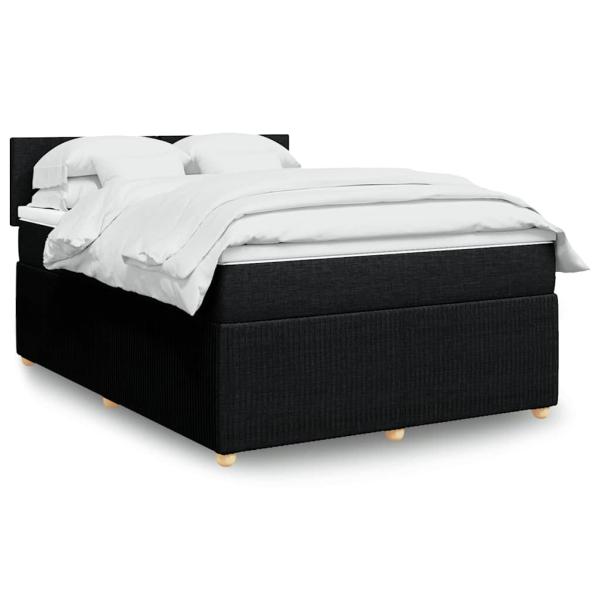 ARDEBO.de - Boxspringbett mit Matratze Schwarz 140x200 cm Stoff