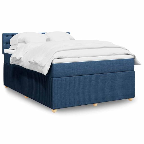 ARDEBO.de - Boxspringbett mit Matratze Blau 160x200 cm Stoff