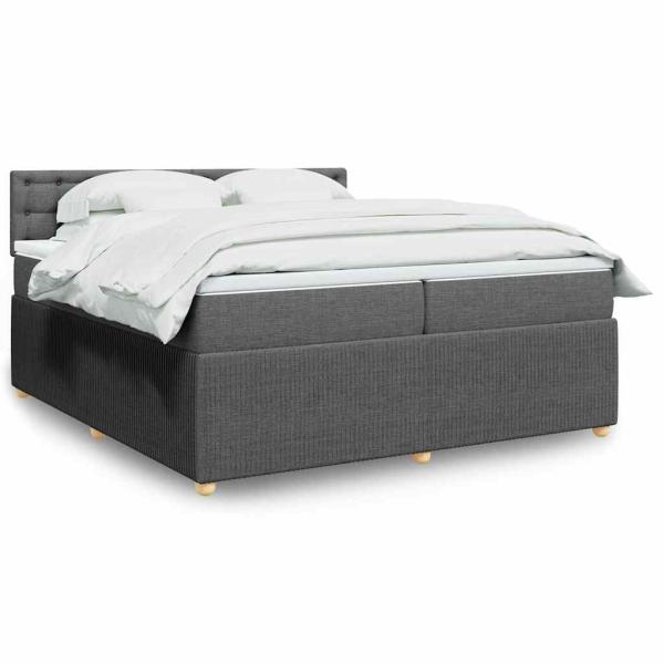ARDEBO.de - Boxspringbett mit Matratze Dunkelgrau 200x200 cm Stoff