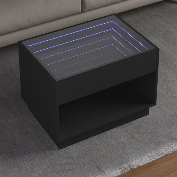 ARDEBO.de - Couchtisch mit Infinity-LED Schwarz 70x50x50 cm