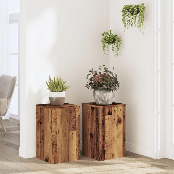 ARDEBO.de - Pflanzenständer 2 Stk. Altholz-Optik 30x30x50 cm Holzwerkstoff