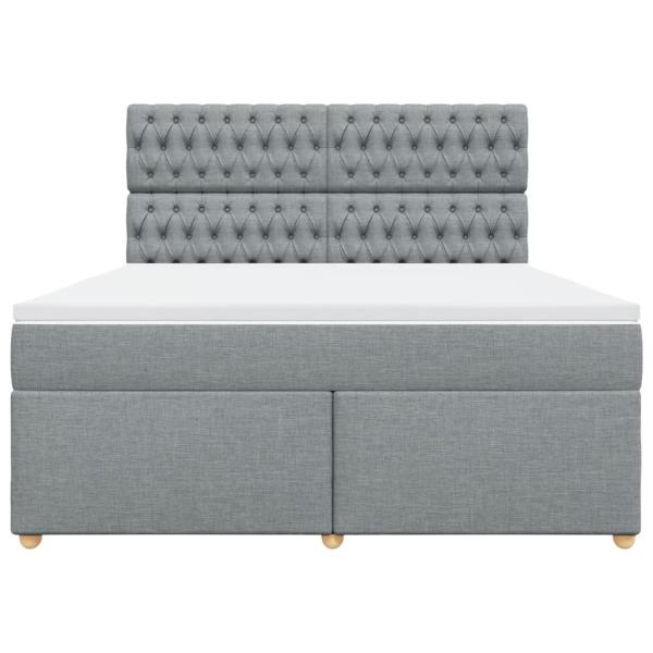 Boxspringbett mit Matratze Hellgrau 180x200 cm Stoff